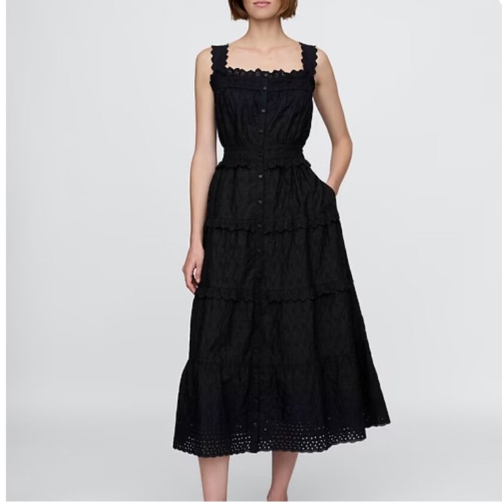 Gap × DÔEN Eyelet Midi Dress Black Size Medium